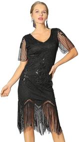 img 3 attached to 👗 Fashionably Retro: Radtengle Flapper Fringed Sleeves Roaring Women's Dresses