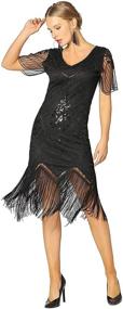 img 1 attached to 👗 Fashionably Retro: Radtengle Flapper Fringed Sleeves Roaring Women's Dresses