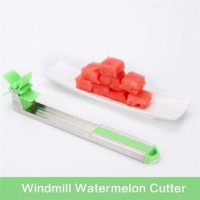 img 1 attached to 🍉 Stainless Steel Watermelon Slicer Cutter Knife - Fruit Vegetable Tools Kitchen Gadgets with Melon Baller Scoop Extra