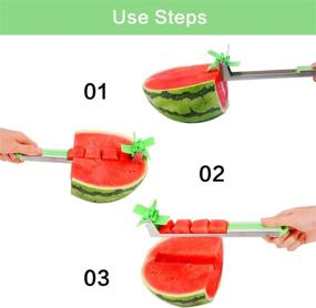 img 3 attached to 🍉 Stainless Steel Watermelon Slicer Cutter Knife - Fruit Vegetable Tools Kitchen Gadgets with Melon Baller Scoop Extra