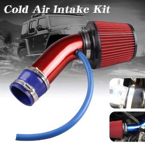 img 4 attached to Enhance Car Performance with Sporacingrts Cold Air Intake Pipe Kit - 76mm 3 Inch Universal Aluminum Induction Flow Hose Pipe (Red)