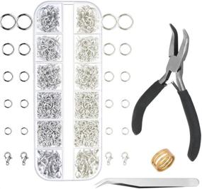 img 4 attached to 🔗 Anezus Jump Rings Jewelry Making Supplies Set with Jump Ring Pliers - 1200Pcs Dull Silver and Bright Silver