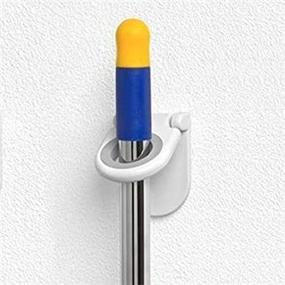 img 3 attached to Spectrum Mop & Broom Holder: White 2 Pack – Organize and Store Cleaning Tools easily!