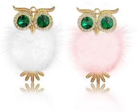 img 4 attached to 🦉 2pcs Bling Crystal Owl Car Diffuser Vent Clip - Cute Car Air Freshener and Charm for Women (Owl Design)
