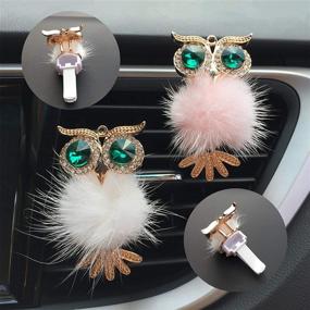 img 3 attached to 🦉 2pcs Bling Crystal Owl Car Diffuser Vent Clip - Cute Car Air Freshener and Charm for Women (Owl Design)