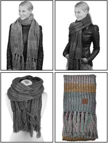 img 1 attached to C C Womens Multicolored Tassel Scarf Black Women's Accessories in Scarves & Wraps