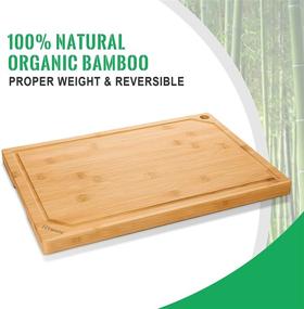 img 2 attached to 🔪 Extra Large Bamboo Cutting Board for Kitchen | Heavy-Duty Wood Cutting Board with Juice Groove | 100% Organic Bamboo | Pre-Oiled | 18x12 Inches