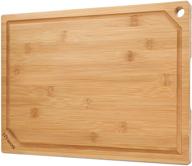 🔪 extra large bamboo cutting board for kitchen | heavy-duty wood cutting board with juice groove | 100% organic bamboo | pre-oiled | 18x12 inches logo