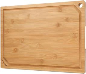 img 4 attached to 🔪 Extra Large Bamboo Cutting Board for Kitchen | Heavy-Duty Wood Cutting Board with Juice Groove | 100% Organic Bamboo | Pre-Oiled | 18x12 Inches