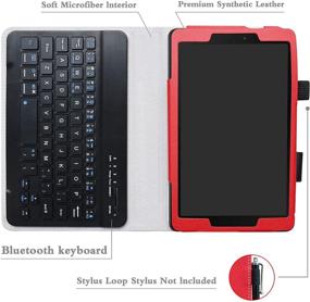 img 1 attached to 🔴 Premium Keyboard Case for Samsung Galaxy Tab A 8.0 2019 (SM-P200/P205) Tablet - Slim Stand PU Leather Cover with Detachable Wireless Keyboard - Red