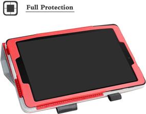 img 2 attached to 🔴 Premium Keyboard Case for Samsung Galaxy Tab A 8.0 2019 (SM-P200/P205) Tablet - Slim Stand PU Leather Cover with Detachable Wireless Keyboard - Red