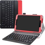 🔴 premium keyboard case for samsung galaxy tab a 8.0 2019 (sm-p200/p205) tablet - slim stand pu leather cover with detachable wireless keyboard - red logo