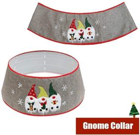 img 1 attached to 🎄 Holiday Magic: HAUMENLY Christmas Tree Collar, Xmas Tree Skirt Christmas Gnome Swedish Tomte Tree Ring with Gift Box for Enchanting Decor