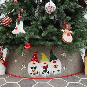 img 4 attached to 🎄 Holiday Magic: HAUMENLY Christmas Tree Collar, Xmas Tree Skirt Christmas Gnome Swedish Tomte Tree Ring with Gift Box for Enchanting Decor