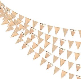 img 3 attached to 🥂 Champagne Gold Glitter Triangle Flag Bunting Pennant Banner - 30 Ft Metallic Decoration Supplies for Weddings, Birthdays, Holidays, Anniversaries, Bridal Showers, Hen Parties, and Theme Parties