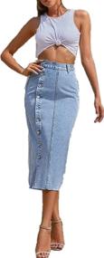 img 4 attached to ELSTAROA High Waisted Denim Jean Skirt: Casual Button-Up for Women