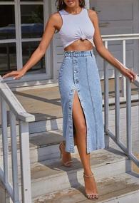 img 3 attached to ELSTAROA High Waisted Denim Jean Skirt: Casual Button-Up for Women