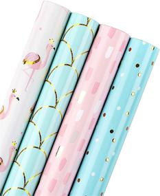 img 4 attached to 🎁 Colorful and Fun Flamingo, Mermaid, Polka Dot, and Brushstroke Wrapping Paper Set - Perfect for Birthdays, Holidays, and Baby Showers - 4 Rolls - 30" X 120" Per Roll!