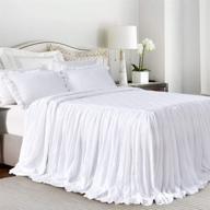 👑 queen's house white ruffle skirt bedspread set: shabby farmhouse style, lightweight, 3 piece queen size logo