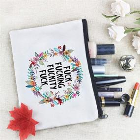 img 2 attached to 🎨 Kimoli Funny Canvas Makeup Bag with Sayings, Cosmetic Pouch Purse, Toiletry Bag (Style-B) – Improved SEO