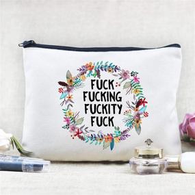 img 3 attached to 🎨 Kimoli Funny Canvas Makeup Bag with Sayings, Cosmetic Pouch Purse, Toiletry Bag (Style-B) – Improved SEO