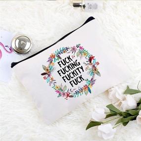 img 1 attached to 🎨 Kimoli Funny Canvas Makeup Bag with Sayings, Cosmetic Pouch Purse, Toiletry Bag (Style-B) – Improved SEO