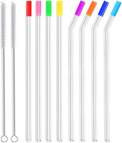 img 4 attached to 🥤 ALINK Skinny Clear Glass Straws: Long Reusable Drinking Straws for 30 oz Tumblers, Mason Jars - Pack of 8 with Cleaning Brush and Silicone Tips