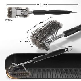 img 2 attached to GRILAZ BBQ Grill Cleaning Wire Brush and Scraper 18 Inch Black Handle, Stainless Steel Scraper Cleaner, Ideal for Indoor and Outdoor Grilling Grates, Barbecue Grilling Accessories Gift Set