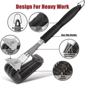 img 3 attached to GRILAZ BBQ Grill Cleaning Wire Brush and Scraper 18 Inch Black Handle, Stainless Steel Scraper Cleaner, Ideal for Indoor and Outdoor Grilling Grates, Barbecue Grilling Accessories Gift Set