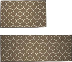 img 4 attached to 🏡 Набор ковриков для кухни UpNUpCo Brown Moroccan Trellis - не скользящие коврики в стиле фермхаус для кухни - 30"x18" + 47"x18