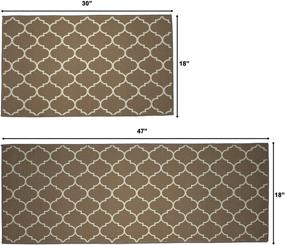 img 2 attached to 🏡 Набор ковриков для кухни UpNUpCo Brown Moroccan Trellis - не скользящие коврики в стиле фермхаус для кухни - 30"x18" + 47"x18