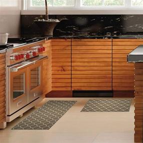 img 1 attached to 🏡 Набор ковриков для кухни UpNUpCo Brown Moroccan Trellis - не скользящие коврики в стиле фермхаус для кухни - 30"x18" + 47"x18