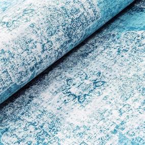 img 1 attached to 🏞️ Turquoise Vintage Bohemian Distressed Area Rug Runner - 2'6"x9' - Perfect for Hallway, Kitchen, Living Room, Bedroom!