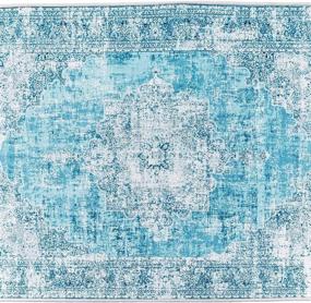 img 2 attached to 🏞️ Turquoise Vintage Bohemian Distressed Area Rug Runner - 2'6"x9' - Perfect for Hallway, Kitchen, Living Room, Bedroom!