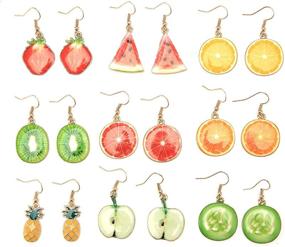 img 4 attached to Assorted Trendy Fruit Dangle Earrings and Necklace Set - Creative Options for Women