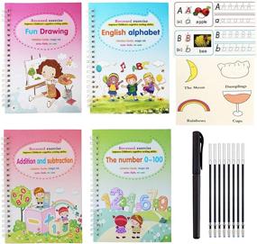 img 4 attached to 📚 IGIYI Magic Practice Copybook Board Tablets: Reusable Handwriting Workbook Sheets for Kids- English Alphabet Writing & Calligraphy Tracing - 4 Pcs Set