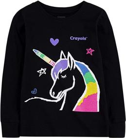 img 1 attached to 👚 Детская одежда Crayola: длинный рукав футболка с графическим принтом для девочек - яркий стиль для маленьких модниц!