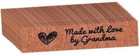 img 1 attached to 🧵 Wunderlabel Handcrafted with Love by Grandma Granny Granma Mix Thread Craft Art Fashion Woven Ribbon Ribbons Tag Clothing Sewing Sew Clothes Garment Fabric Material Embroidered, Black on Orange, Pack of 25 Labels