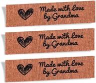 🧵 wunderlabel handcrafted with love by grandma granny granma mix thread craft art fashion woven ribbon ribbons tag clothing sewing sew clothes garment fabric material embroidered, black on orange, pack of 25 labels logo