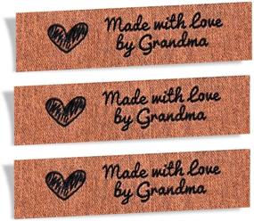 img 4 attached to 🧵 Wunderlabel Handcrafted with Love by Grandma Granny Granma Mix Thread Craft Art Fashion Woven Ribbon Ribbons Tag Clothing Sewing Sew Clothes Garment Fabric Material Embroidered, Black on Orange, Pack of 25 Labels