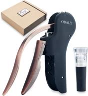 🍾 obaly compact vertical corkscrew set: stainless steel screwpull levers with vacuum wine bottle stopper, presented in an elegant book gift box - perfect for gifts and decor логотип