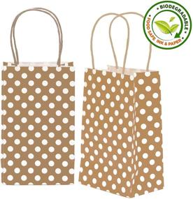 img 3 attached to 🎁 Premium Quality Natural Brown Kraft Bags for Birthday Parties - 24CT Polkadots Gift Favor Bag Set, Biodegradable Paper