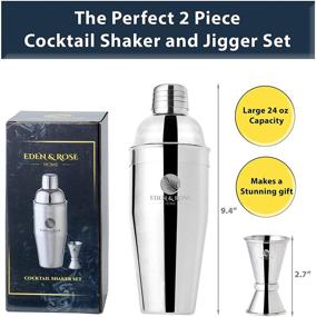 img 1 attached to 🍸 Eden &amp; Rose 24 oz Martini Shaker Set – Cocktail Shaker with Built-in Strainer – 2-Piece Bartending Drinks Mixer and Jigger Kit – Professional Stainless Steel Bar Tools Home