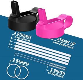 img 1 attached to Hydro Flask Wide Mouth Water Bottles Straw Lid - Includes 4 Straws, 2 Straw Brushes, and 2 Replacement Gaskets (12oz-64oz)