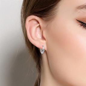 img 2 attached to 💎 Sterling Silver Hoop Earrings for Women - Set of 2 Pairs Small Huggies with Cubic Zirconia - Dainty Cartilage Cuff Earrings for Girls, Men, and Teens