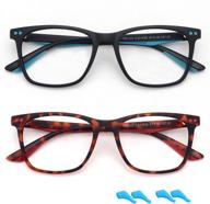 👓 storycoast kids blue light blocking glasses: tr90 square frame, 2 pack of matte black and leopard frames for boys and girls – anti-eyestrain eyeglasses for computer gaming logo