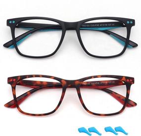 img 4 attached to 👓 STORYCOAST Kids Blue Light Blocking Glasses: TR90 Square Frame, 2 Pack of Matte Black and Leopard Frames for Boys and Girls – Anti-Eyestrain Eyeglasses for Computer Gaming