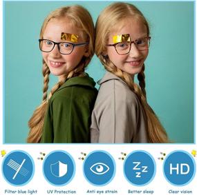 img 3 attached to 👓 STORYCOAST Kids Blue Light Blocking Glasses: TR90 Square Frame, 2 Pack of Matte Black and Leopard Frames for Boys and Girls – Anti-Eyestrain Eyeglasses for Computer Gaming