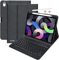 📱 10.9 inch ipad keyboard case for new ipad air 4th gen 2020, ipad pro 11-inch 2018 | detachable wireless bluetooth keyboard cover with pencil holder - black logo