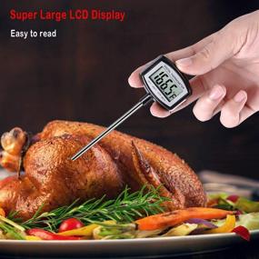 img 2 attached to 🌡️ KTKUDY Large LCD Meat Thermometer - 5.3 Inches Extra Long Probe - Digital Cooking Thermometer with Instant Read Sensor and Clip for Kitchen BBQ Grilling Smoker Meat Liquids Candy and Food Temperature